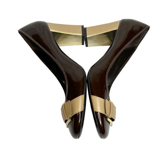 Franco Sarto brown and tan block heel round toe pumps size 9.5 - Picture 13 of 15